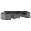 vidaXL 10 pcs conjunto lounge de jardim c/ almofad&otilde;es vime PE cinzento