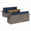 vidaXL 7 pcs conjunto sof&aacute;s p/ jardim c/ almofad&otilde;es vime PE cinzento