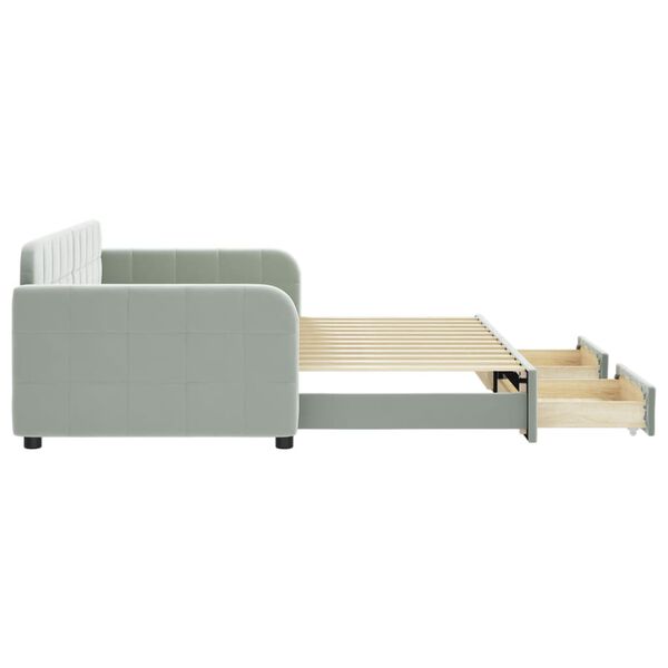 vidaXL Sofá-cama c/ gavetão e gavetas 90x200 cm veludo cinzento-claro