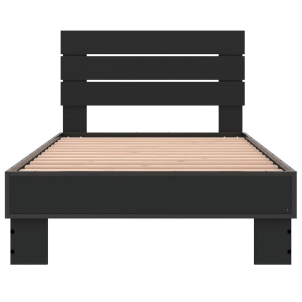 vidaXL Estrutura de cama 75x190 cm derivados de madeira e metal preto