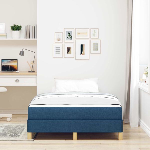 vidaXL Cama Box com colch&atilde;o Azul 120 x 200 cm tecido
