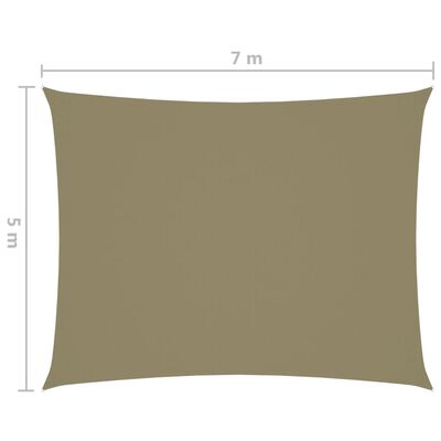 vidaXL Para-sol estilo vela tecido oxford retangular 5x7 m bege