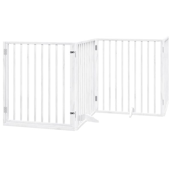vidaXL Port&atilde;o p/ c&atilde;es com porta dobr&aacute;vel 6 pain&eacute;is 480 cm &aacute;lamo branco
