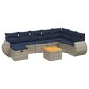 vidaXL Conjunto de sof&aacute; de jardim de 9 pe&ccedil;as com almofadas em rattan sint&eacute;tico cinza