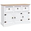 vidaXL Aparador Corona Range 132x43x78 cm pinho mexicano maci&ccedil;o branco