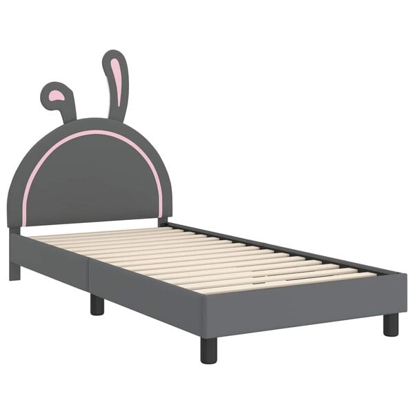 vidaXL Estrutura de Cama Infantil com Cabeceira Cinzento-claro PU