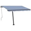 vidaXL Toldo autom&aacute;tico LED e sensor de vento 300x250 cm azul e branco