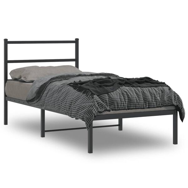 vidaXL Estrutura de cama com cabeceira 90x190 cm metal preto