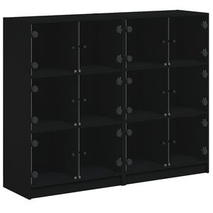 vidaXL Estante c/ portas 136x37x109 cm derivados de madeira preto