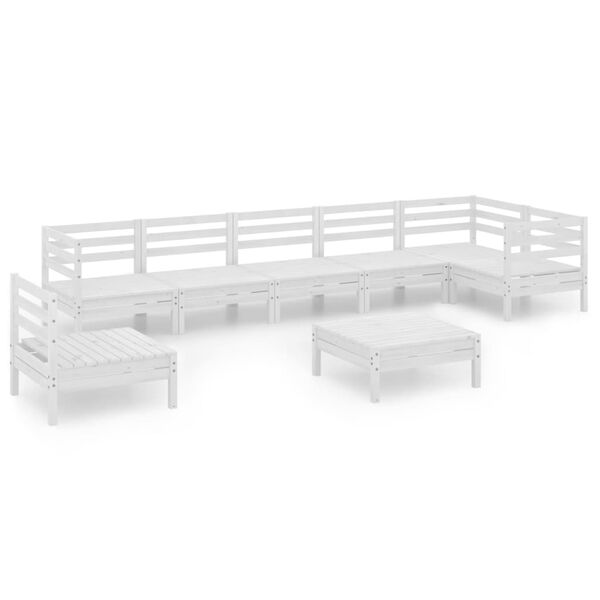 vidaXL 8 pcs conjunto lounge de jardim pinho maciço branco