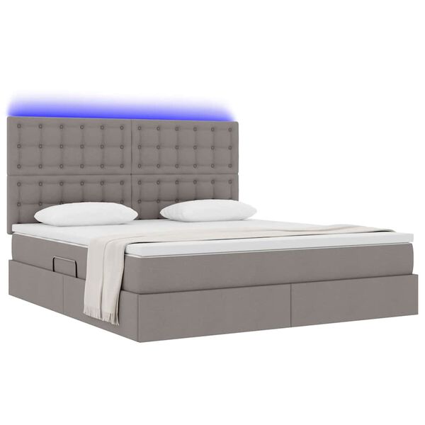 vidaXL Cama com arruma&ccedil;&atilde;o e LED Cinzento-acastanhado 180 x 200 cm