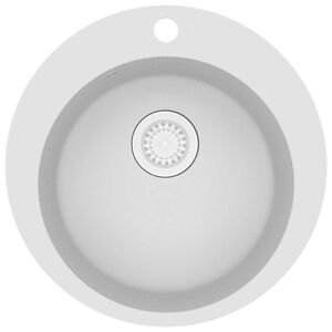 vidaXL Lava-lou&ccedil;a com 1 cuba redonda granito branco