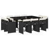 vidaXL 11 pcs conjunto de jantar p/ jardim c/ almofad&otilde;es vime PE preto