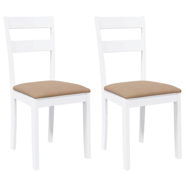 vidaXL Cadeiras de jantar com almofadões 2 pcs madeira maciça branco