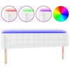 vidaXL Cabeceira de cama c/ LED couro artificial 163x16x78/88cm branco