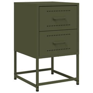 vidaXL Mesa de cabeceira 36x39x60,5 cm a&ccedil;o verde azeitona