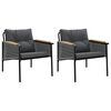 vidaXL Cadeiras de jardim com almofad&otilde;es 2 pcs a&ccedil;o preto