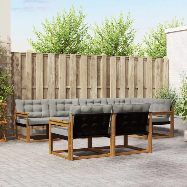 vidaXL Conjunto de Sof&aacute;s para Exterior 7 pcs Cinza Natural e Claro