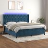 vidaXL Cama box spring c/ colch&atilde;o/LED 200x200 cm veludo azul-escuro