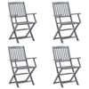 vidaXL Cadeiras exterior dobráveis c/ almofadões 4 pcs acácia maciça