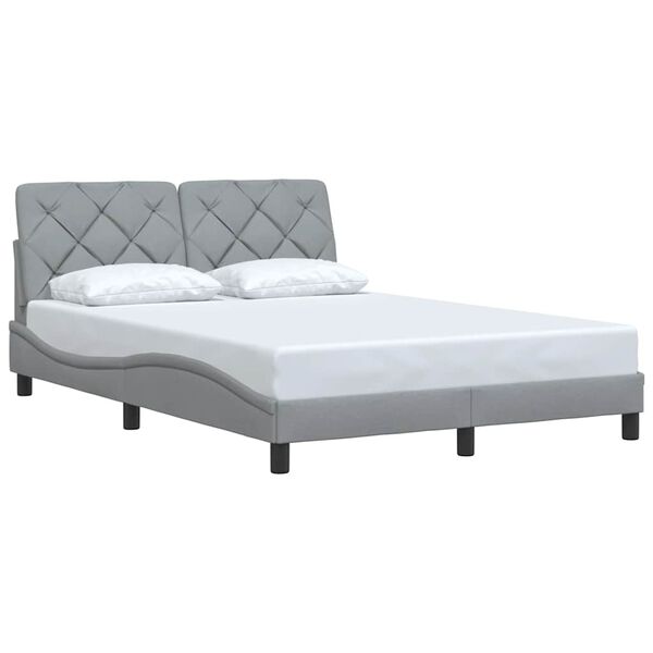 vidaXL Estrutura de cama sem colch&atilde;o 120x200 cm tecido cinzento-claro