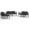 vidaXL 6 pcs conjunto lounge jardim com almofad&otilde;es alum&iacute;nio antracite
