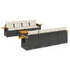 vidaXL 9 pcs conjunto de sof&aacute;s p/ jardim c/ almofad&otilde;es vime PE preto