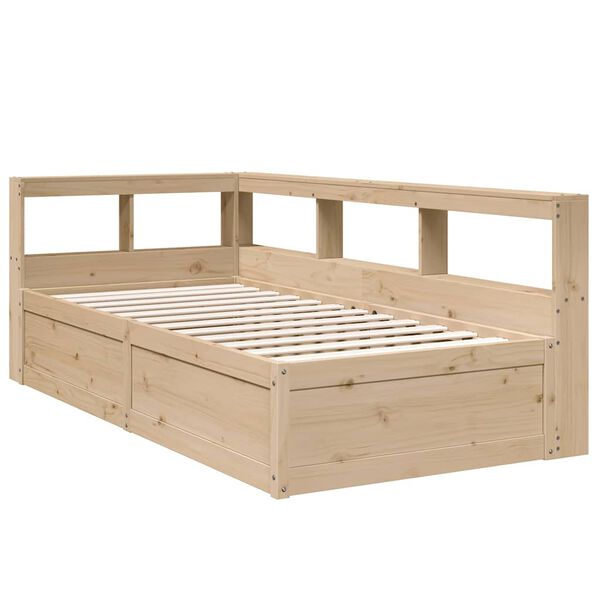 vidaXL Cama com estante sem colch&atilde;o 90x190 cm pinho maci&ccedil;o