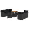 vidaXL Conjunto de Sof&aacute; de Jardim 9 unid. Preto vime PE