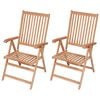 vidaXL Cadeiras de jardim reclin&aacute;veis 2 pcs madeira teca maci&ccedil;a