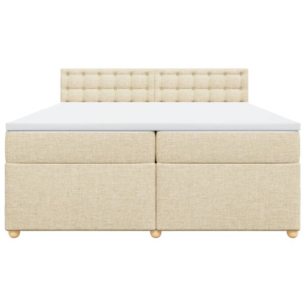 vidaXL Cama com molas/colch&atilde;o 200x200 cm tecido cor creme