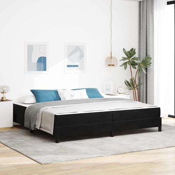 vidaXL Cama Box com colch&atilde;o Preto 200 x 200 cm tecido