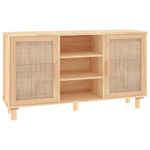 vidaXL Aparador 105x30x60 cm pinho maci&ccedil;o/vime natural castanho