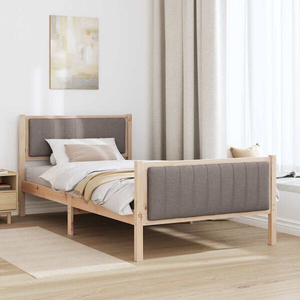 vidaXL Estrutura da cama com cabeceira Marrom e taupe 100 x 200 cm