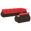 vidaXL Conjunto de sof&aacute; de jardim com 8 pe&ccedil;as e almofadas em rattan sint&eacute;tico marrom