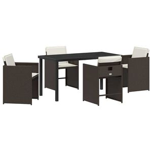 vidaXL Conjunto de Jantar para Jardim 5 pcs Castanho vime PE