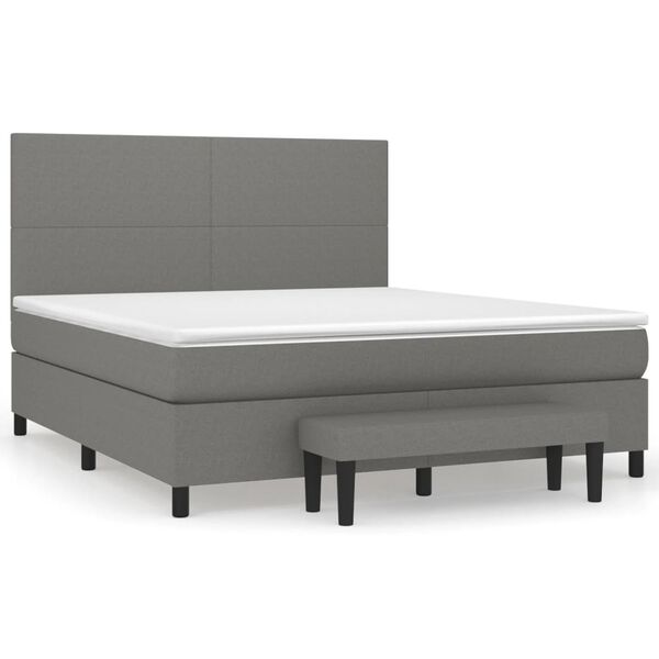 vidaXL Cama com molas/colch&atilde;o 180x200 cm tecido cinzento-escuro