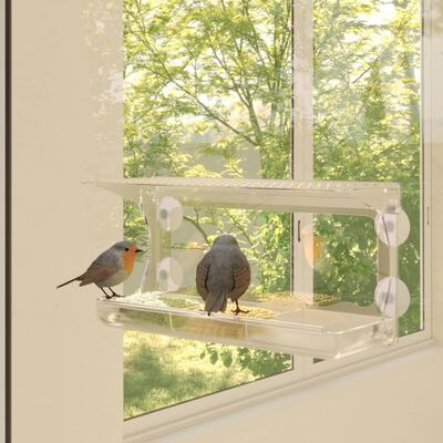 VidaXL Alimentadores de pássaros para janela 2 pcs 30x12x15cm acrílico