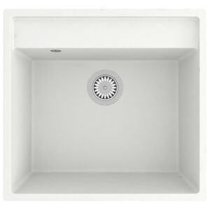 vidaXL Lava-lou&ccedil;a cozinha c/ orif&iacute;cio extravasamento granito branco