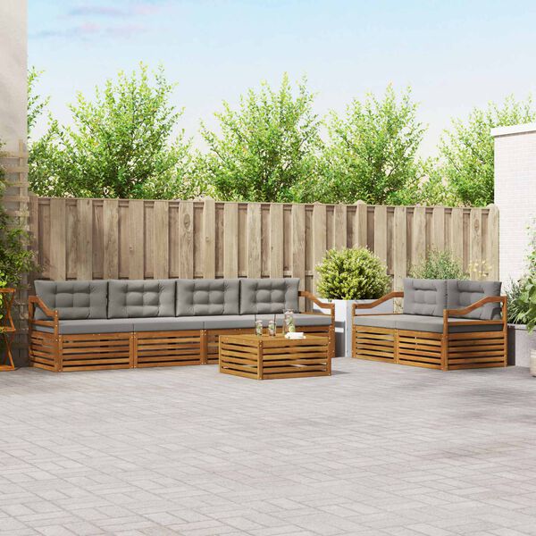 vidaXL Conjunto de Sof&aacute;s para Exterior 7 pcs Cinza Natural e Claro