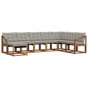 vidaXL Conjunto de Sof&aacute;s para Exterior 8 pcs Cinza Natural e Claro
