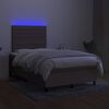 vidaXL Cama box spring colch&atilde;o/LED 120x200cm tecido cinza-acastanhado
