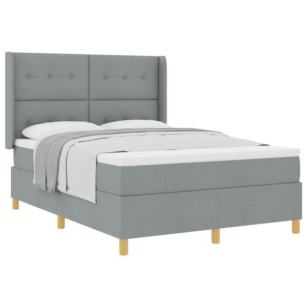 vidaXL Cama Box Spring com colch&atilde;o Cinzento-claro 140 x 200 cm tecido