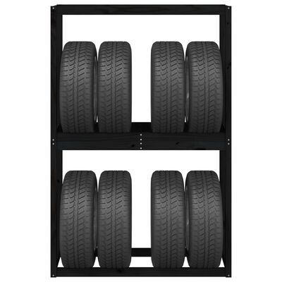vidaXL Prateleira para pneus 120x40x180 cm pinho maciço preto