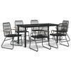 vidaXL 7 pcs conjunto de jantar para jardim vime de PVC preto