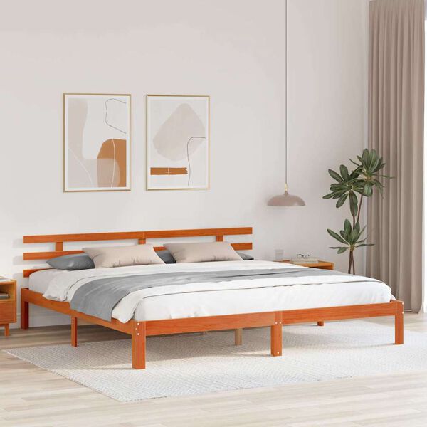 vidaXL Estrutura da Cama Marrom Cera 203.5 x 205.5 x 69.5 cm