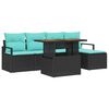 vidaXL Conjunto de Sof&aacute; de Jardim 6 unid. Preto e Verde-&aacute;gua