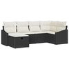 vidaXL Conjunto de Sof&aacute;s com almofada 6 pcs Preto e Creme vime PE