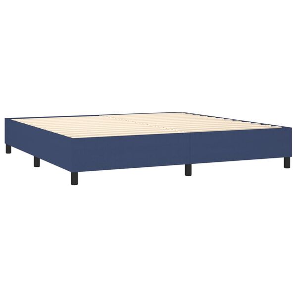 vidaXL Cama com molas/colch&atilde;o 200x200 cm tecido azul
