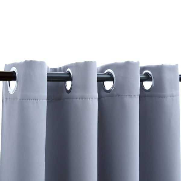 vidaXL Cortinas blackout c/ argolas em metal 2 pcs 140x225 cm cinzento